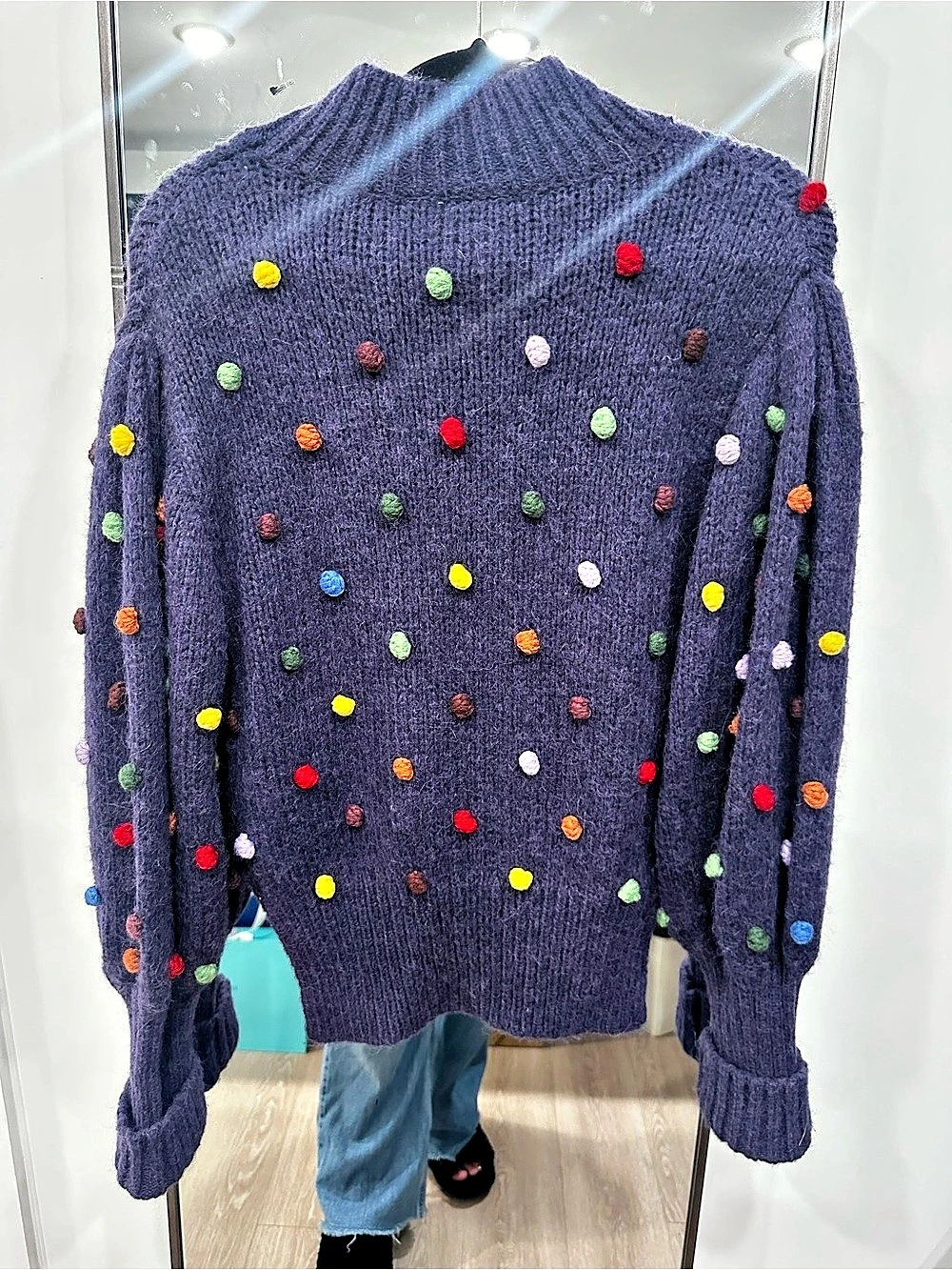 FARM Rio Pom Dot Sweater Purple & Multicolor Size Small - Picture 2 of 3